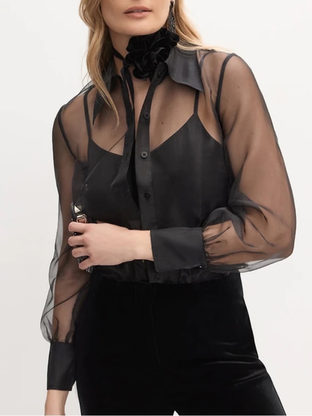 Melanie Lyne | Sheer Black Organza Blouse (8)